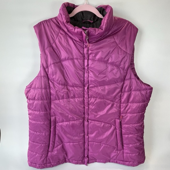 Zeroxposur Women's Quilted Puffer Zip Up Outwear Hiking Fushia Jacket Vest Sz 1X - Picture 1 of 9